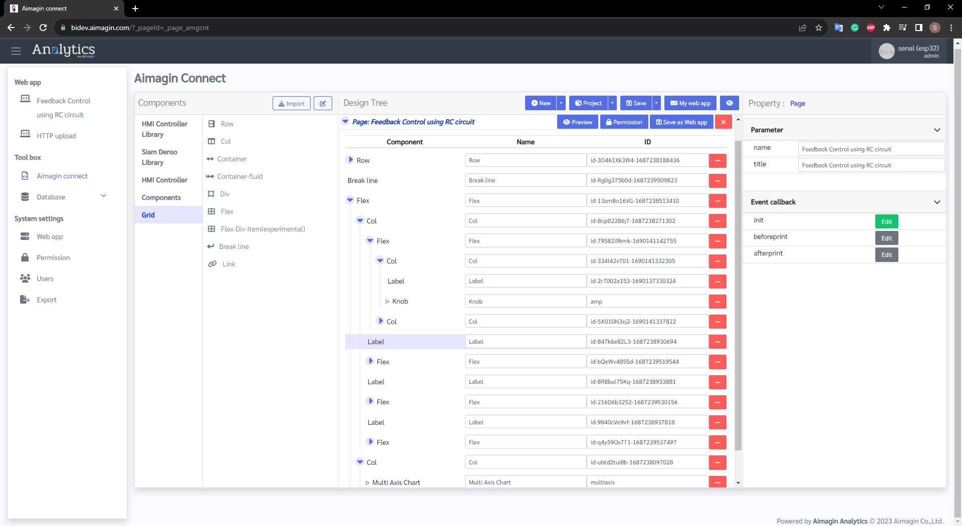 Figure 48: Design Web Interface Using Aimagin Connect