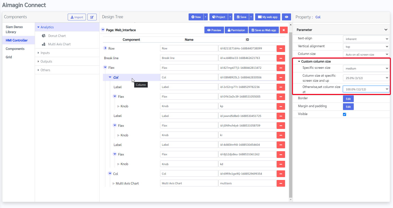 Figure 49: Adapting 'Col' Properties to Ensure Responsive Web Page Design Across All Devices