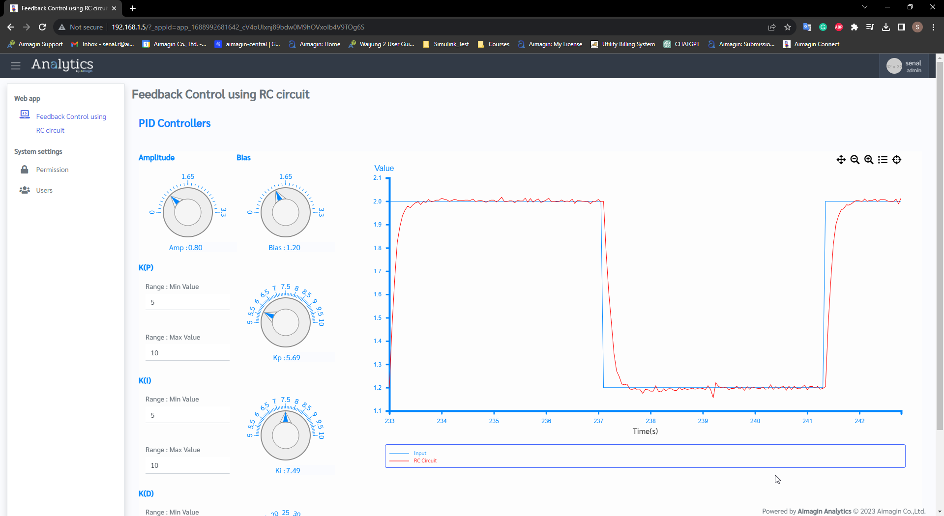 Figure 55: Feedbck Control using RC Circuit Web Page