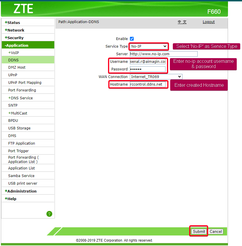 Figure 58: Configure DDNS Settings on the router