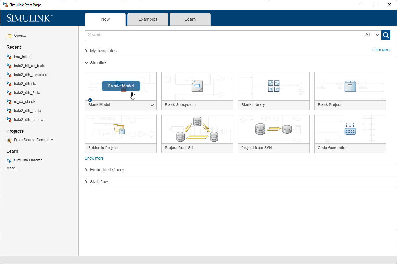 Figure 193: Create new Simulink model