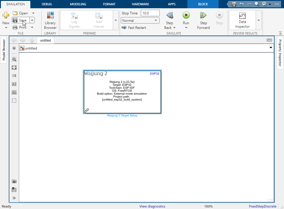 Figure 70:  Save and Update Simulink Model