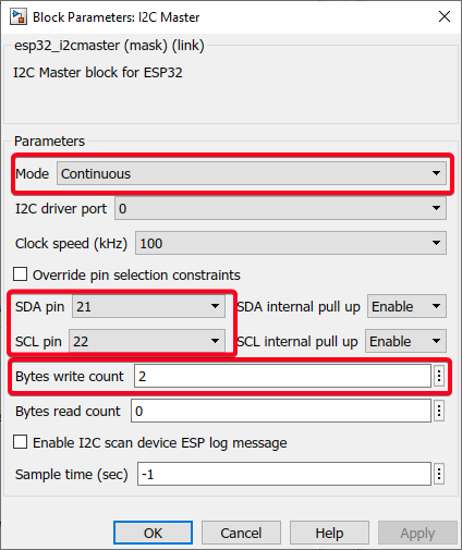 Figure 72:  Configure I2C Master block