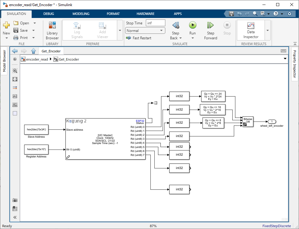 Figure 96:  Combine Bytes for Left Wheel Encoder Data