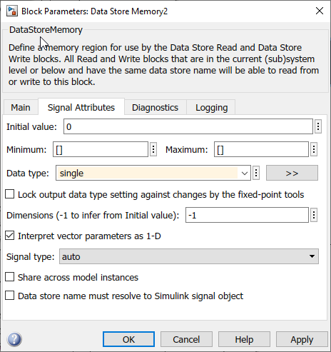 Figure 109:  Change data type to single on motor_speed