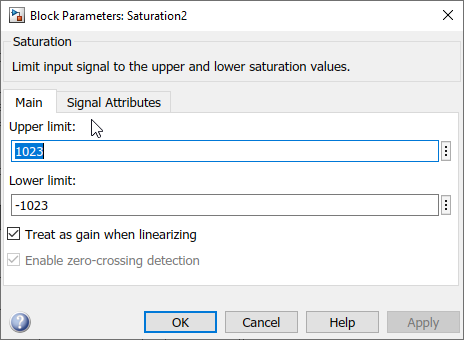 Figure 123:  Configure Saturation block