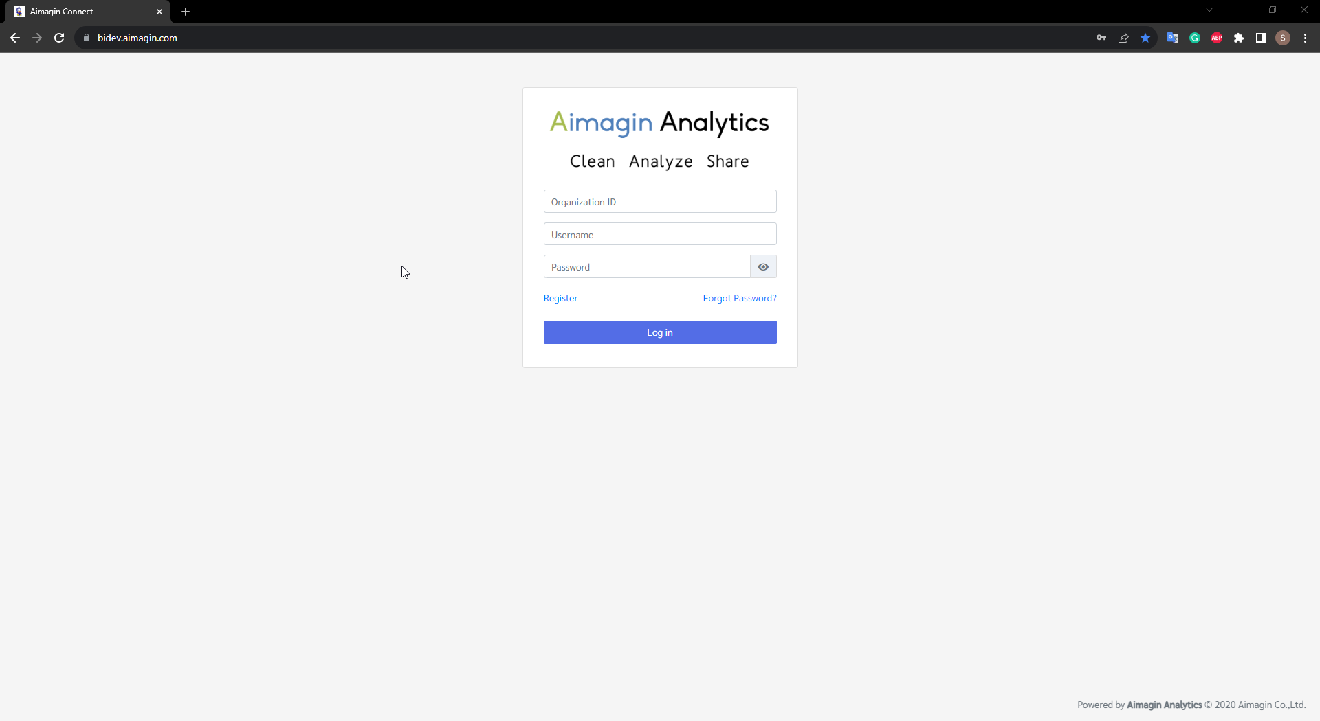 Figure 154: Sign in to Aimagin Analytics