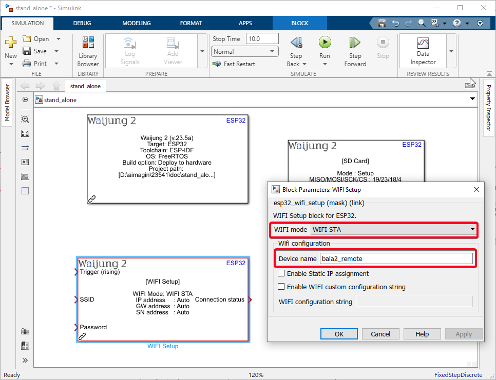 Figure 199:  Add Wifi Setup block