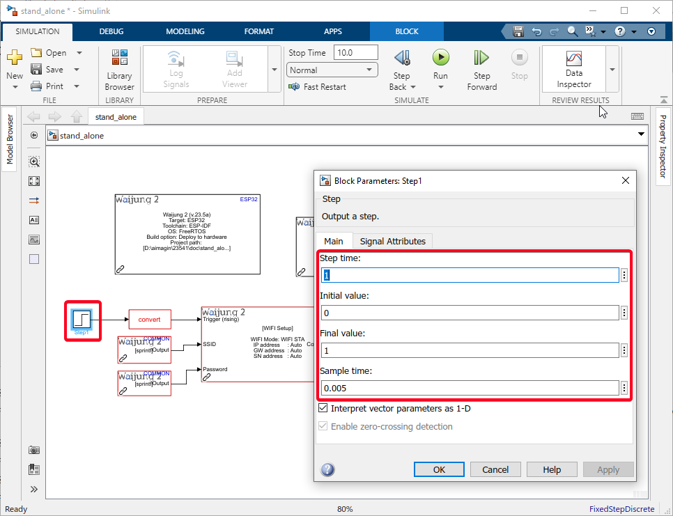 Figure 201:  Create a trigger using Step block