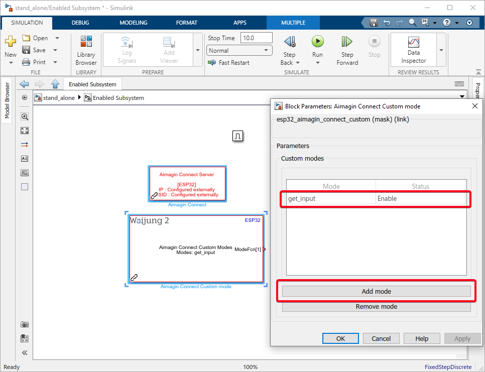 Figure 203:  Add Aimagin Connect Server and Custom blocks