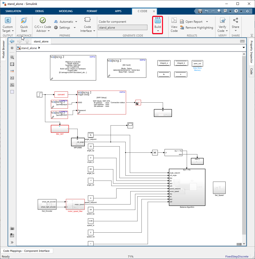 Figure 211:  Build Model to Bala2 Robot