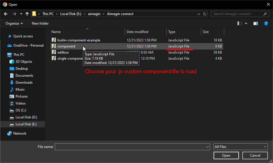 aimagin_connect-how to load custom component to aimagin connect_2