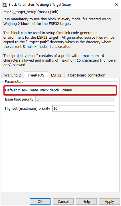 Figure 69:  Increase Default xTaskCreate_stack depth to 20480