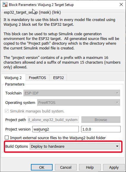 Figure 198:  Select Deploy to Hardware as Build Option