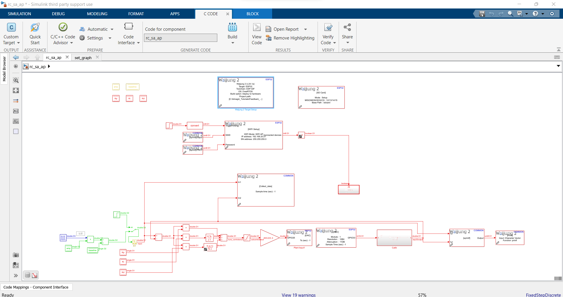 Figure 54: Stand-Alone Simulink Model in WIFI AP Mode